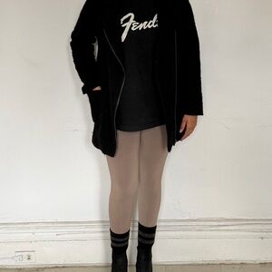 Forever 21 Black Textured Zip Coat – Chic, Warm & Versatile | Size L